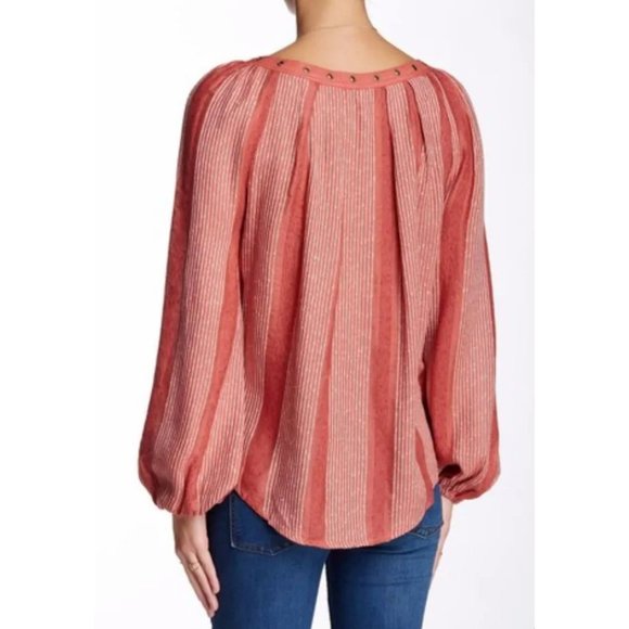 Free People Against All Odds Grommet Long Sleeve Balloon Sleeve Blouse Medium - Picture 13 of 13